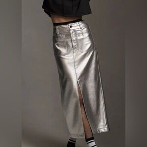 Anthropologie Colette Metallic Maxi Skirt